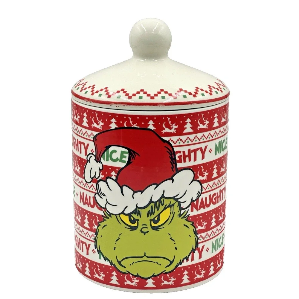 The Grinch Christmas Cookie Jar Zrike Brands Naughty Nice Ceramic Canister 2025